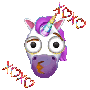 Pixel Art Unicorn With Heart And XOXO Sticker