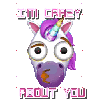 Pixel Art Unicorn With Hearts Saying Im Crazy About You Sticker