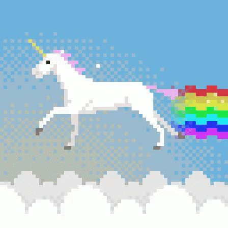 Pixel Art Unicorn With Rainbow Tail GIF