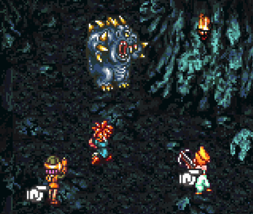 Pixel Art Video Game Scene With Monster GIF