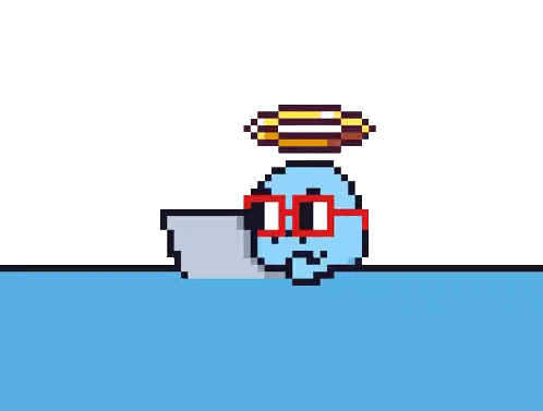 Pixel Art Whale Wearing Sunglasses And Halo Sticker