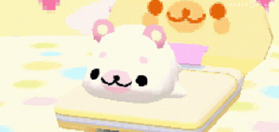 Pixel Art White Bear With Pink Ears GIF