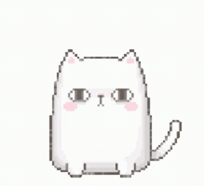 Pixel Art White Cat Surprised GIF