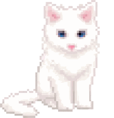 Pixel Art White Cat With Blue Eyes Sticker