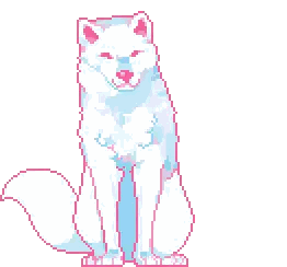 Pixel Art White Dog With Pink Ears Sticker