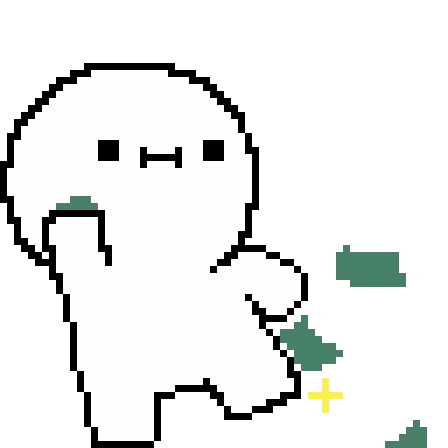 Pixel Art White Elephant With Green Leaf Sticker