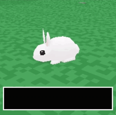 Pixel Art White Rabbit Standing On Green Field GIF