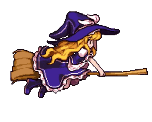 Pixel Art Witch Flying On Broom Sticker