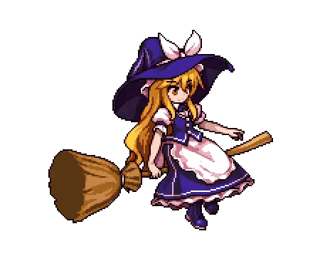 Pixel Art Witch Flying On Broom Sticker