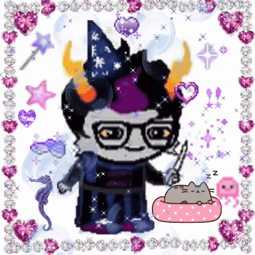 Pixel Art Wizard Holding Knife Next To Cat GIF