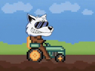 Pixel Art Wolf Driving Tractor GIF