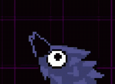 Pixel Art Wolf With Big Eye On Purple Background GIF