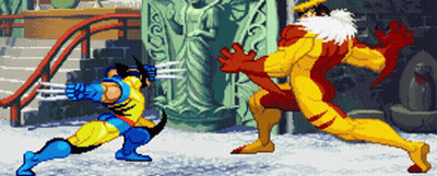 Pixel Art Wolverine Fighting Monster GIF