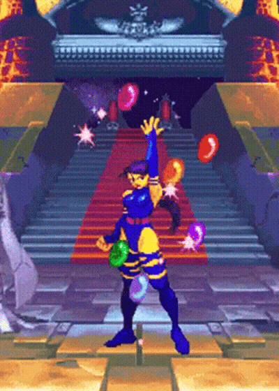 Pixel Art Woman Holding Balloons In Front Of Staircase GIF