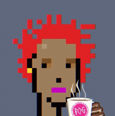 Pixel Art Woman Holding Coffee GIF