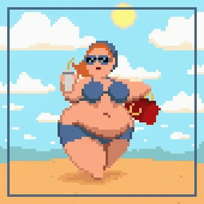 Pixel Art Woman In Bikini GIF