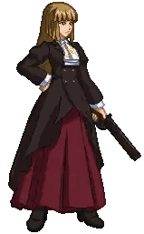 Pixel Art Woman In Long Dress Holding Gun Sticker