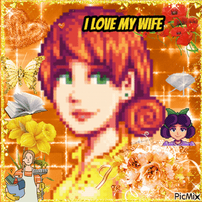 Pixel Art Woman Saying I Love My Wife GIF