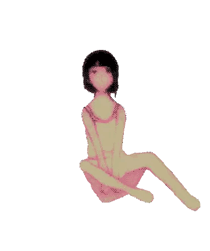 Pixel Art Woman Sitting On Floor Sticker