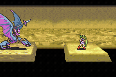 Pixel Art Woman Standing Next To Dragon GIF