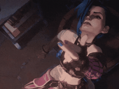 Pixel Art Woman With Blue Hair And Arm Tattoo GIF