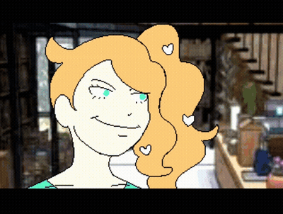 Pixel Art Woman With Hearts In Hair GIF