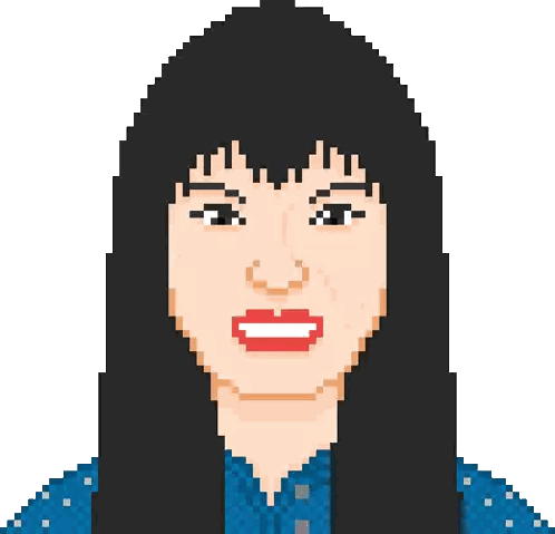 Pixel Art Woman With Long Black Hair Sticker