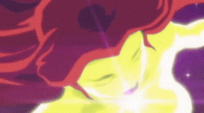 Pixel Art Woman With Red Hair Yellow And Purple Background GIF