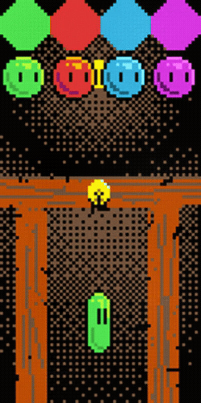 Pixel Art Yellow Character With Colorful Balls GIF