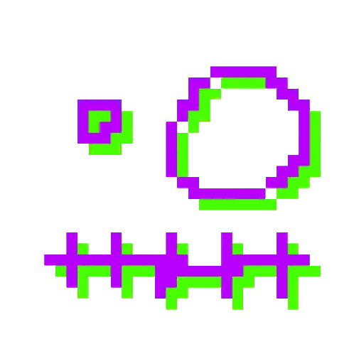 Pixel Art Zombie Face With Green And Purple Squares Sticker