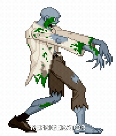 Pixel Art Zombie With Refrigerator GIF