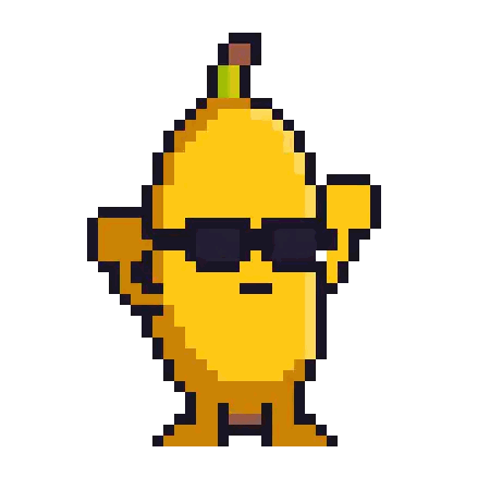 Pixel Banana With Sunglasses Sticker