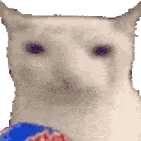 Pixel Cat With Purple Eyes And Ball Sticker
