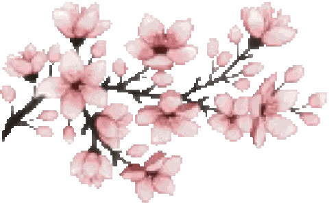 Pixel Cherry Blossom Branch Sticker