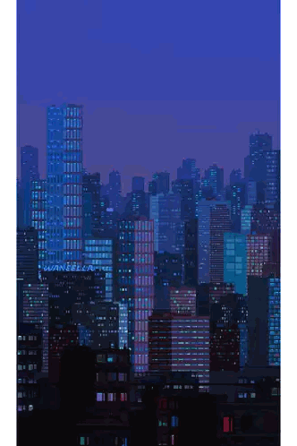Pixel City Skyline Night With Wayne Beer Sign Sticker