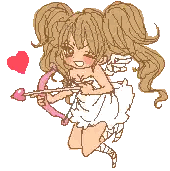 Pixel Cupid With Hearts Around Sticker