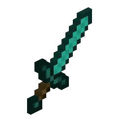 Pixel Diamond Sword With Wooden Handle Sticker