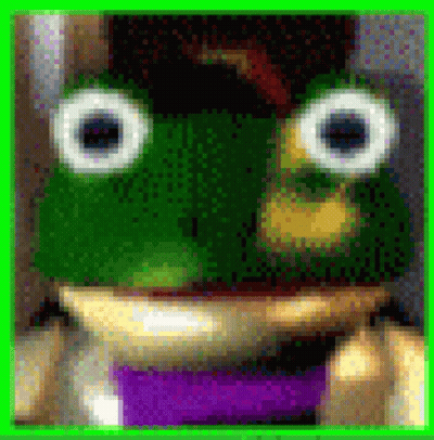 Pixel Frog Face On Green GIF