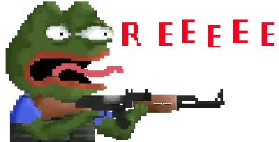 Pixel Frog Holding Gun Reeeee Sticker