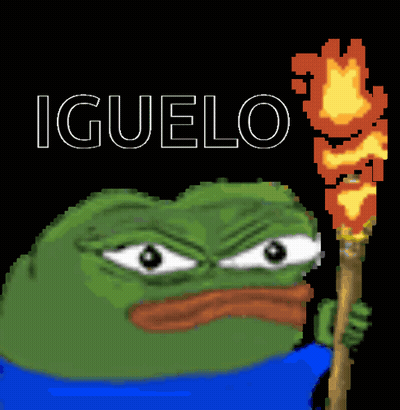 Pixel Frog Holding Torch Iguelo GIF