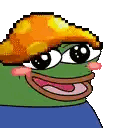 Pixel Frog Wearing Yellow Hat And Blue Shirt Sticker