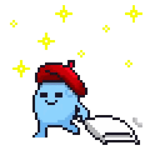 Pixel Ghost Wearing Red Beret And Holding Pen Sticker