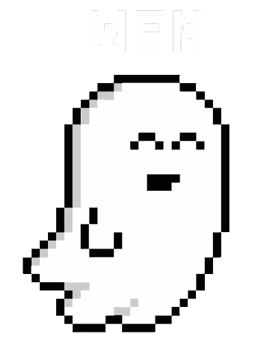 Pixel Ghost With Eyes Closed Sticker