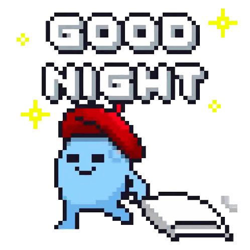 Pixel Ghost With Red Hat Good Night Sticker