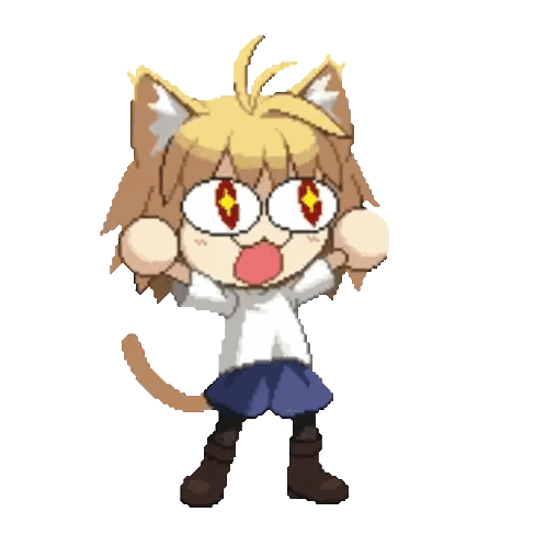 Pixel Girl With Cat Ears And Big Red Eyes Sticker