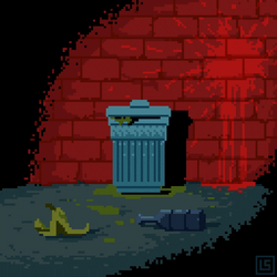 Pixel Halloween Game Trash Monster GIF