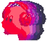 Pixel Head With Red And Purple Hair Sticker