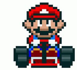 Pixel Mario Riding Cart GIF