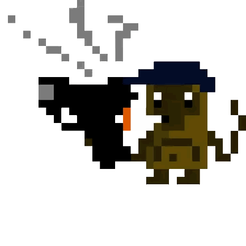 Pixel Monkey Holding Gun Sticker