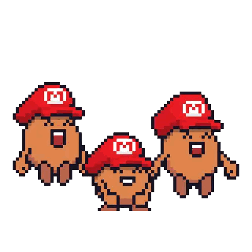 Pixel Mushrooms With Red Hats M Sticker